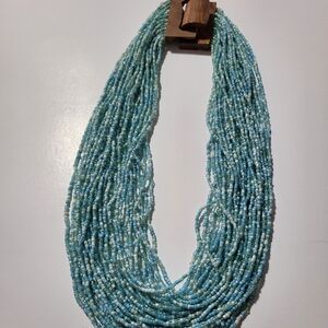Elegant Blue Seed Beaded Necklace